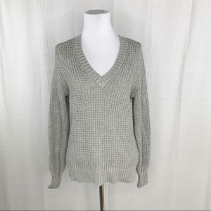 J. Crew Factory gray textured v-neck sweater NWT